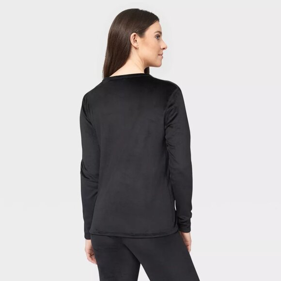 Wander by Hottotties Women's Velour Thermal Crewneck Sweatshirt - Black L - Picture 3 of 8